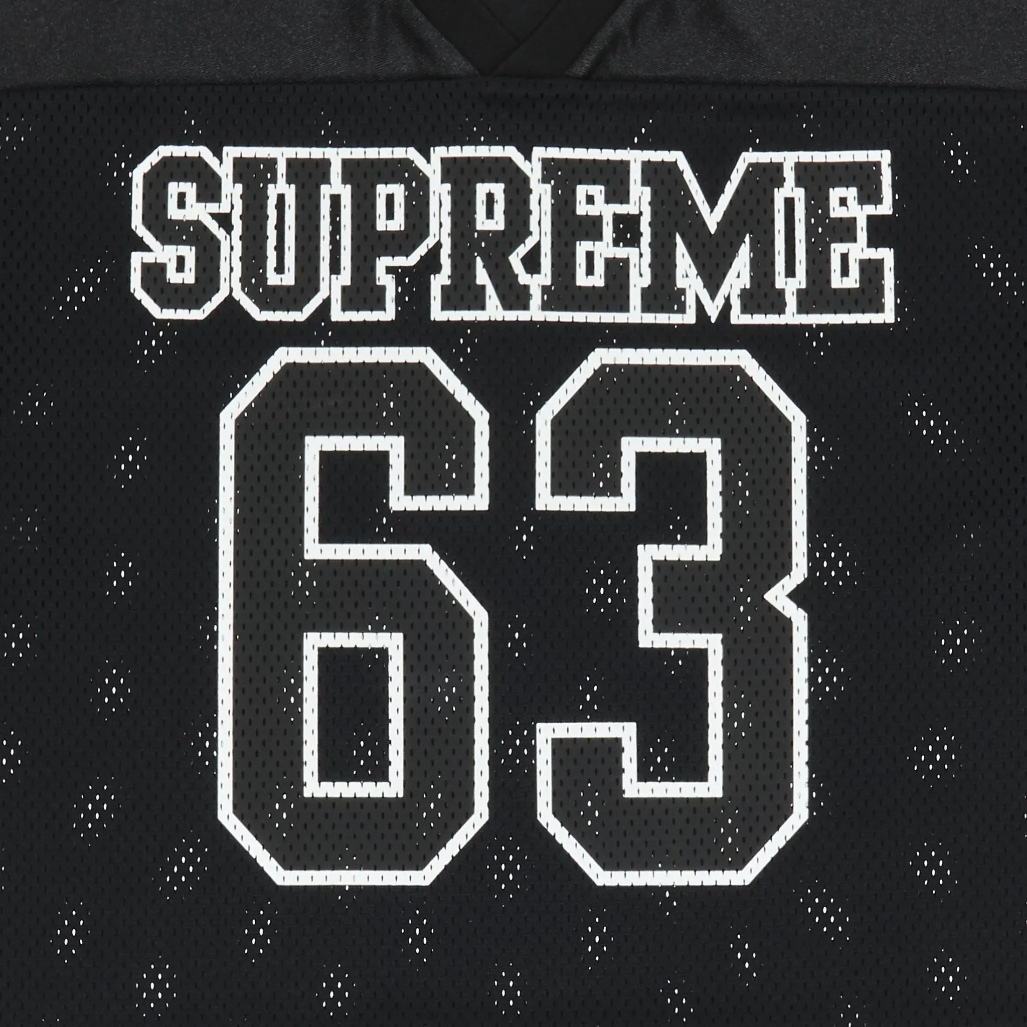 Front View of Supreme Bones Black Football Jersey FW25KN15-BLACK